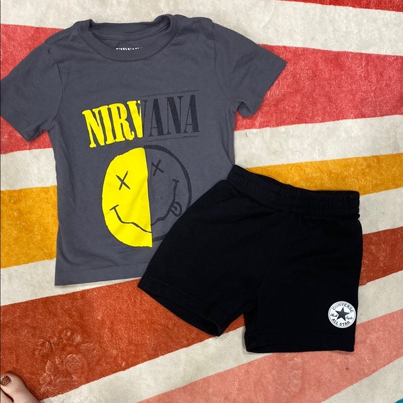 Converse Other - 4/$10 Nirvana Graphic Tee and Converse Shorts Set 2T